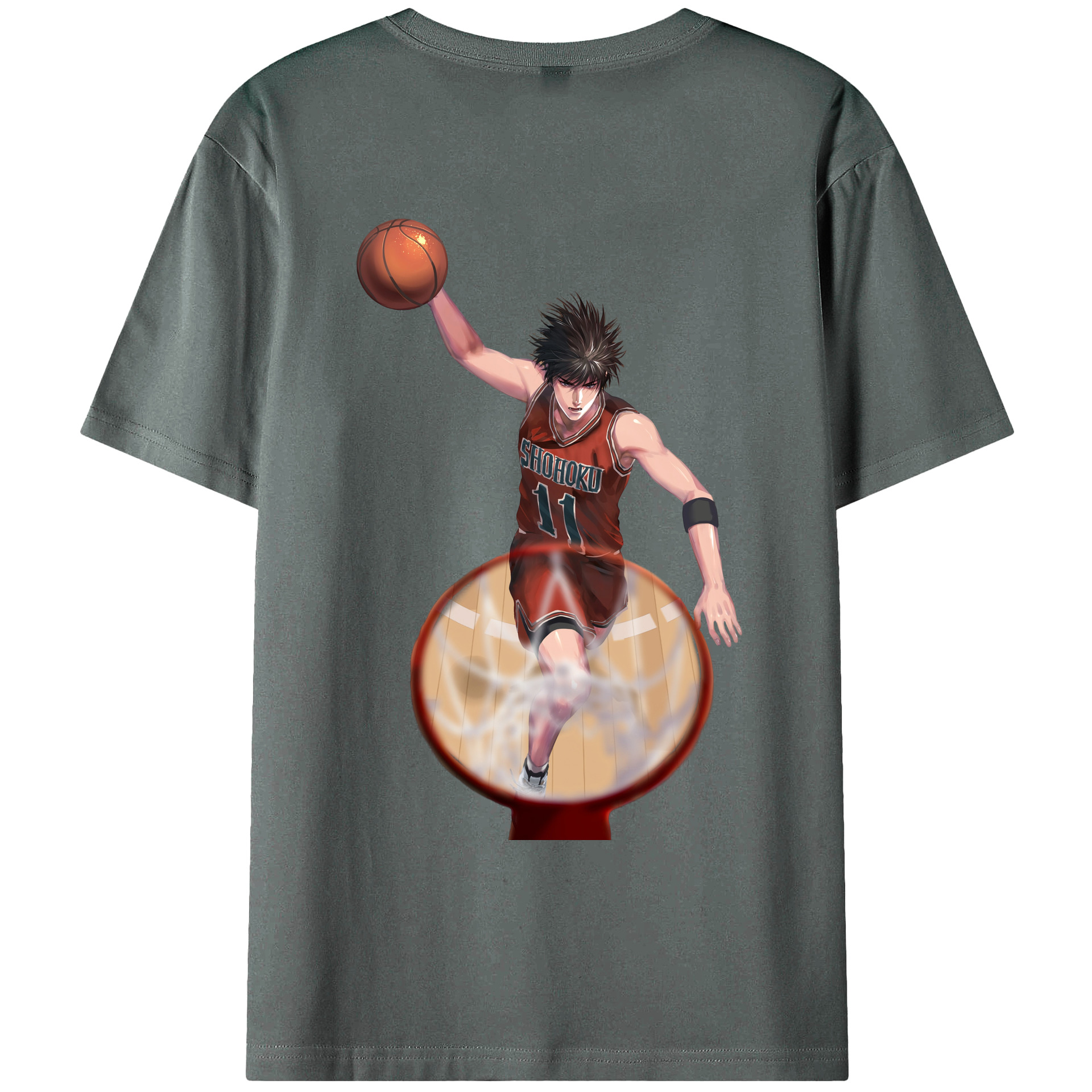 （画像用） SLAM DUNK／スラムダンク 綿100％ メンズ半袖Tシャツ（バックプリント） 通気性